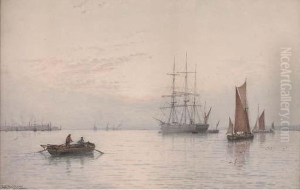 Morning: Rowing Out To The Fishing Fleet Oil Painting by George Stanfield Walters