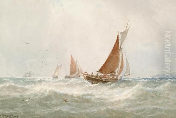 A Busy Shipping Lane Oil Painting by George Stanfield Walters