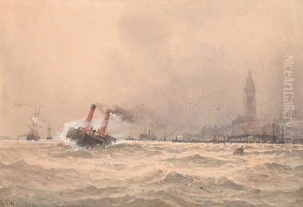 Caught In A Swell Off Port Oil Painting by George Stanfield Walters