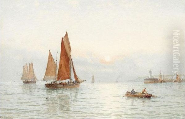 Fishing Boats Off Ramsgate Oil Painting by George Stanfield Walters