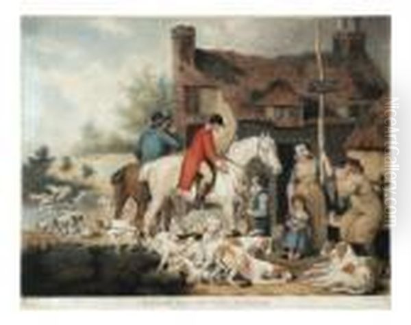 Ward Outside Of A Countryalehouse Oil Painting by James Ward