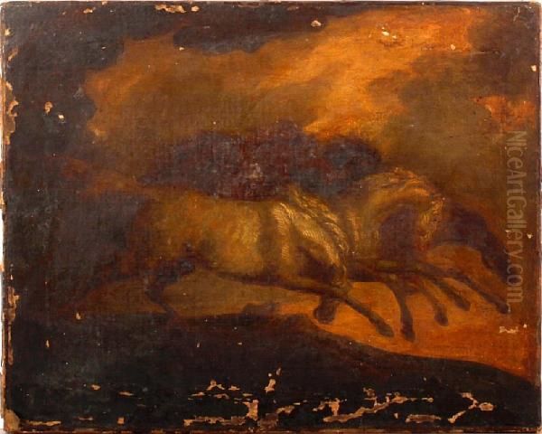 A Study For Five Horses Oil Painting by James Ward