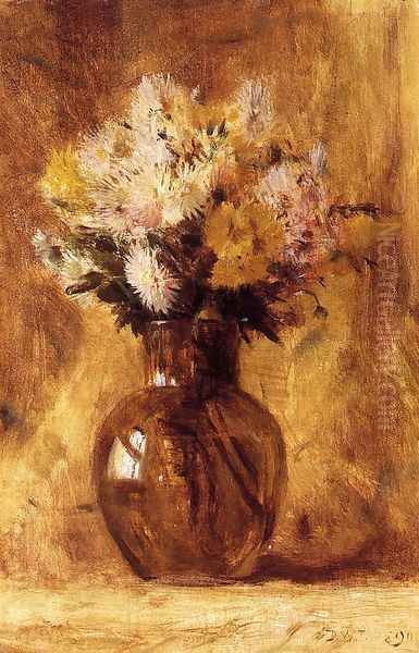 Chrysanthemums Oil Painting by Dwight William Tryon