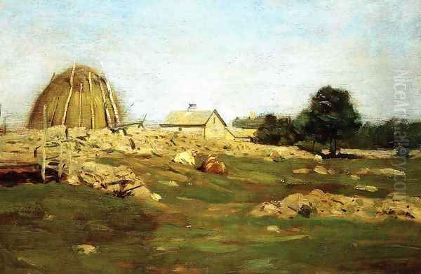 Farmyard Oil Painting by Dwight William Tryon