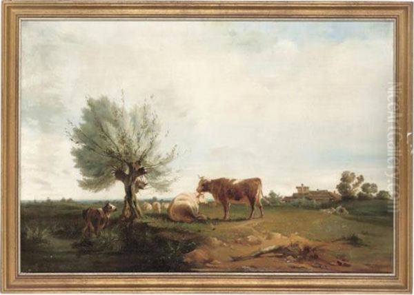 Cattle Grazing Oil Painting by James Ward