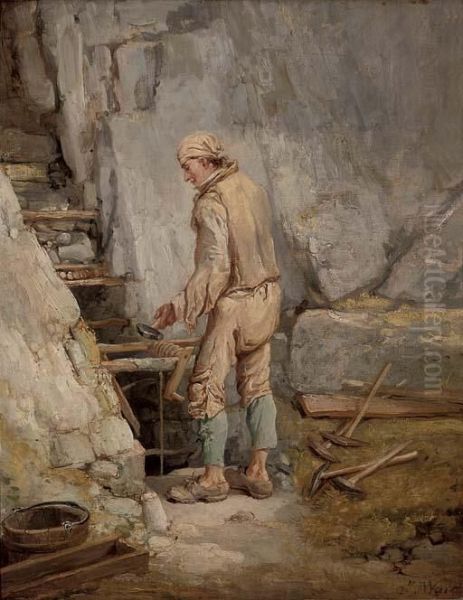 The Miner Oil Painting by James Ward