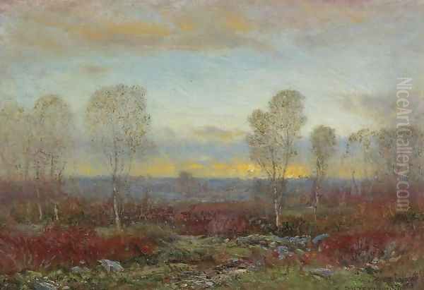 Sunset Oil Painting by Dwight William Tryon