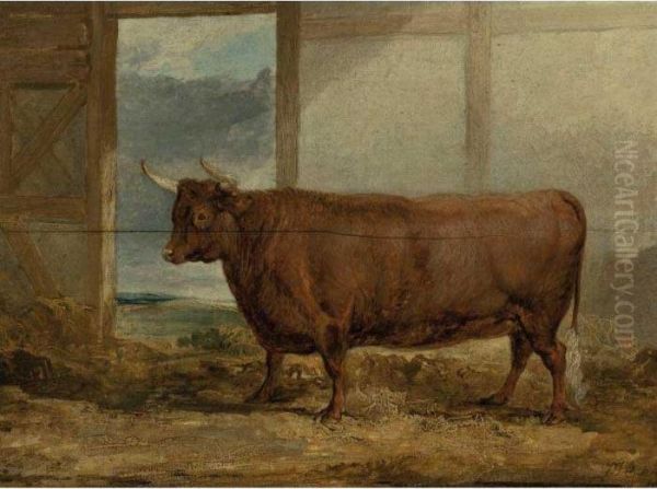 Devon Cow Oil Painting by James Ward