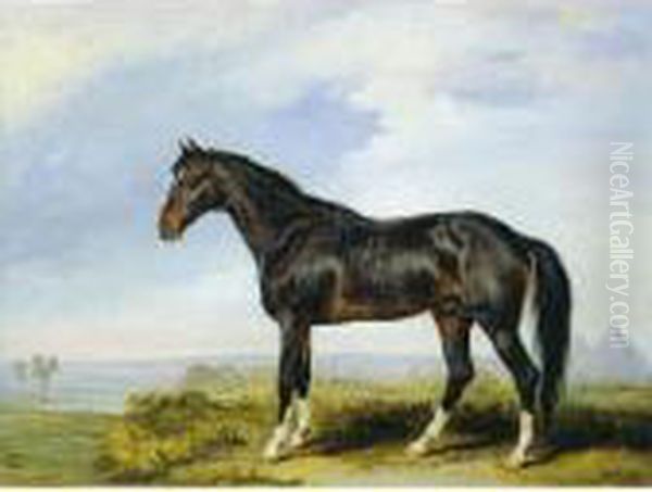 Dongola, An Arab Stallion 
Imported From Nubia, In A Desert Landscape With The Pyramids In The 
Background Oil Painting by James Ward