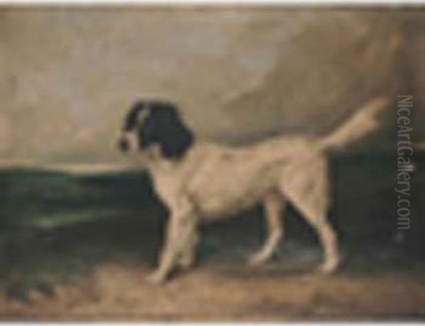 A Newfoundland In A Landscape Oil Painting by James Ward