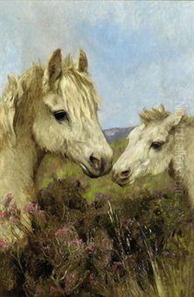 Exmoor Ponies Oil Painting by Arthur Wardle