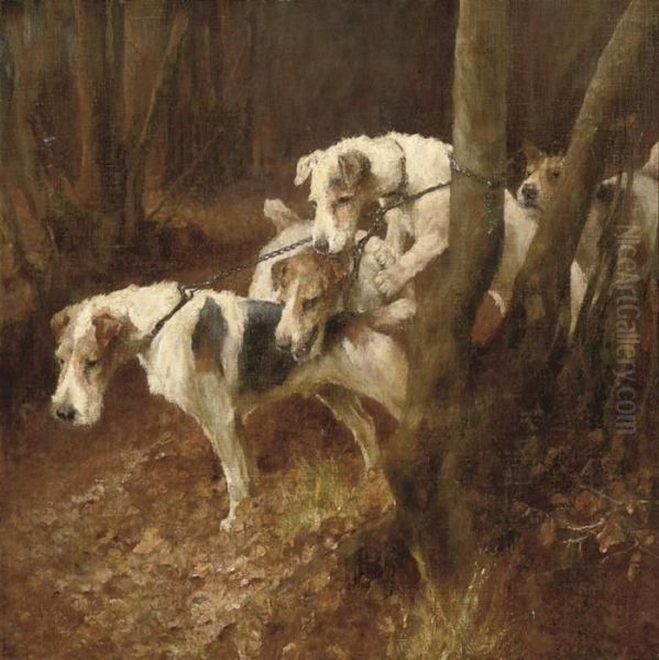 Fox Terriers Oil Painting by Arthur Wardle