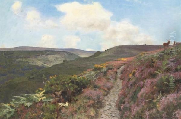 Lady Acland's Path, Near Parlock, With Dunkery In Thedistance Oil Painting by Arthur Wardle