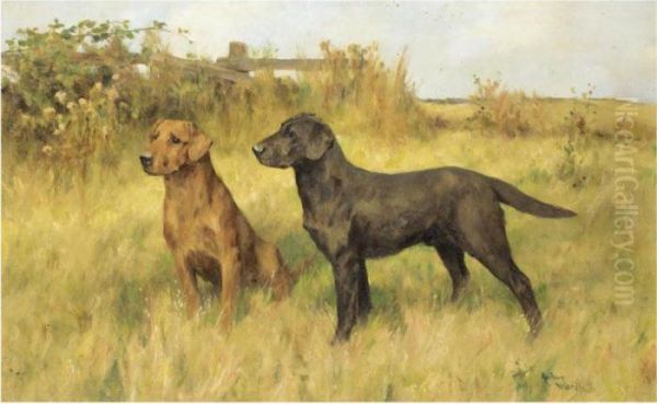 Two Labradors Oil Painting by Arthur Wardle