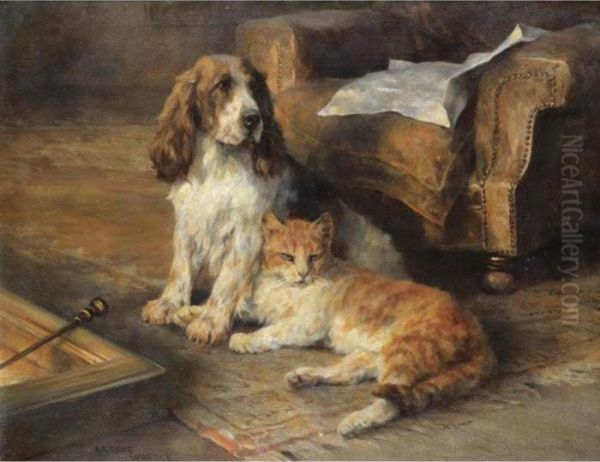 By The Fireside Oil Painting by Arthur Wardle