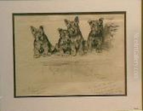 Scottish Terrier Puppies Oil Painting by Arthur Wardle