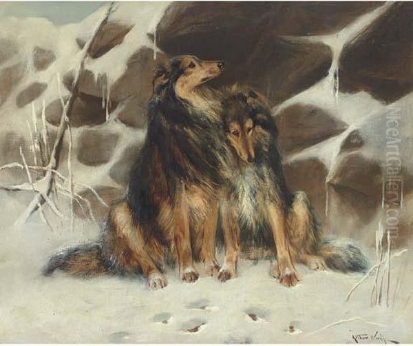 Lost In The Snow Oil Painting by Arthur Wardle