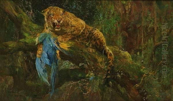 View Of A Leopard Oil Painting by Arthur Wardle