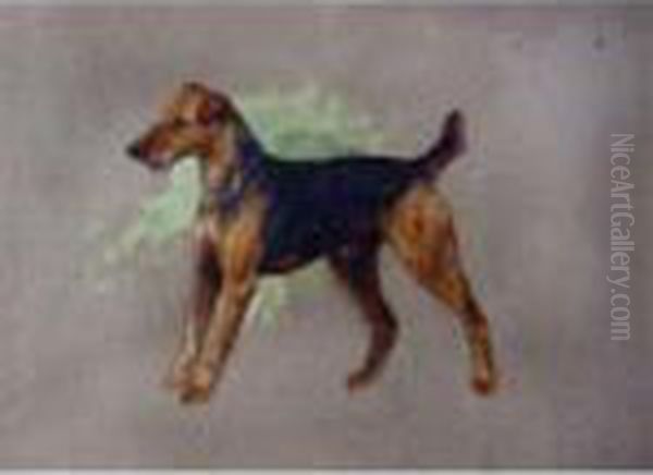 Airedale Terrier Oil Painting by Arthur Wardle