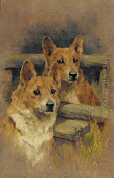 Two Corgies Oil Painting by Arthur Wardle