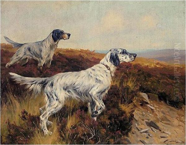 Setters On The Moors Oil Painting by Arthur Wardle