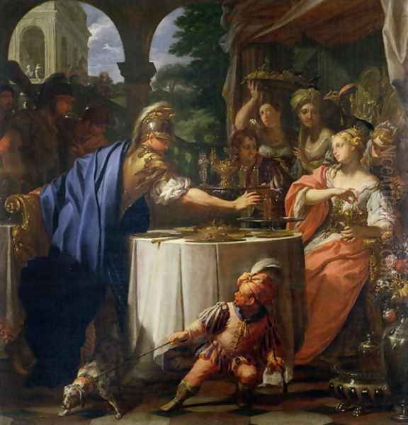 The Banquet of Mark Anthony 83-30 BC and Cleopatra 69-30 BC 1717 Oil Painting by Francesco Trevisani