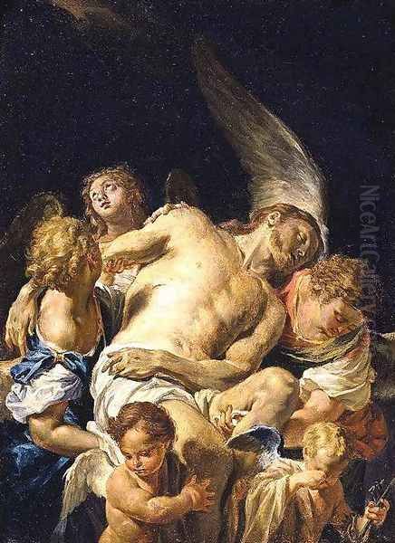 Dead Christ Supported by Angels Oil Painting by Francesco Trevisani