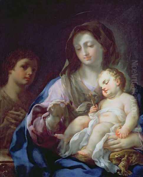 Madonna and Child with St. John the Baptist Oil Painting by Francesco Trevisani