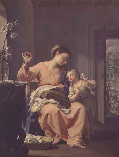 Madonna Sewing, 1690 Oil Painting by Francesco Trevisani