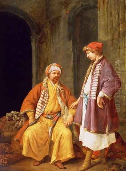 Two Merchants Conversing Oil Painting by Jacob Toorenvliet