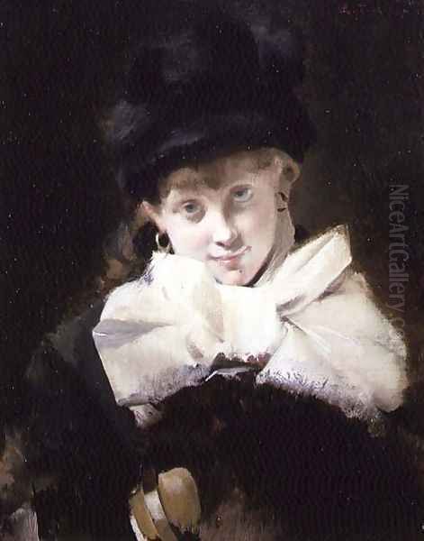 Portrait of a Young Girl Oil Painting by Edouard Toudouze