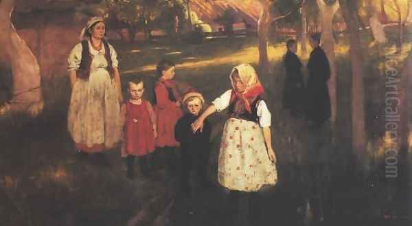 Achievements (the Artist's Family) Oil Painting by Wlodzimierz Tetmajer