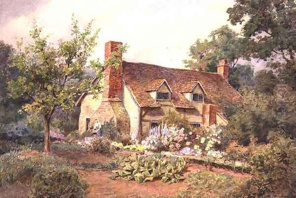 A Cottage Garden near Wokingham, Berkshire Oil Painting by Thomas Nicholson Tyndale