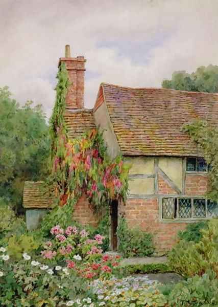 An Old World Cottage Garden Oil Painting by Thomas Nicholson Tyndale