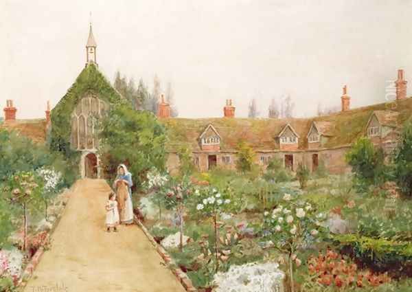 A Country Garden at Bray, Berkshire Oil Painting by Thomas Nicholson Tyndale