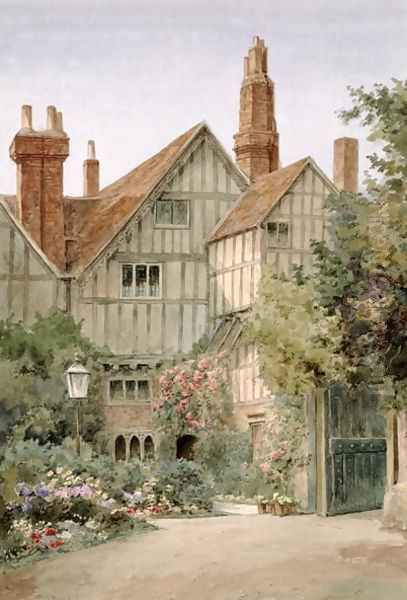 An Old Manor House and Garden Oil Painting by Thomas Nicholson Tyndale