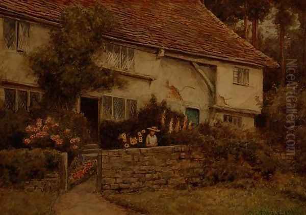 A Cottage Garden Oil Painting by Thomas Nicholson Tyndale