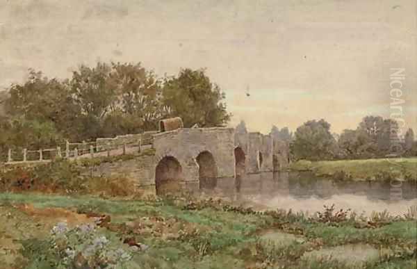 Crossing the stone bridge Oil Painting by Thomas Nicholson Tyndale