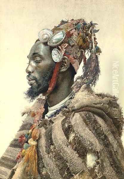 Moor in a headdress Oil Painting by Jose Tapiro Y Baro