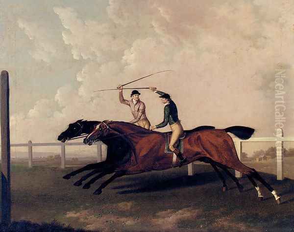 The Match Race At Epsom Between Little Driver And Aaron, May 16, 1754 Oil Painting by Charles Towne