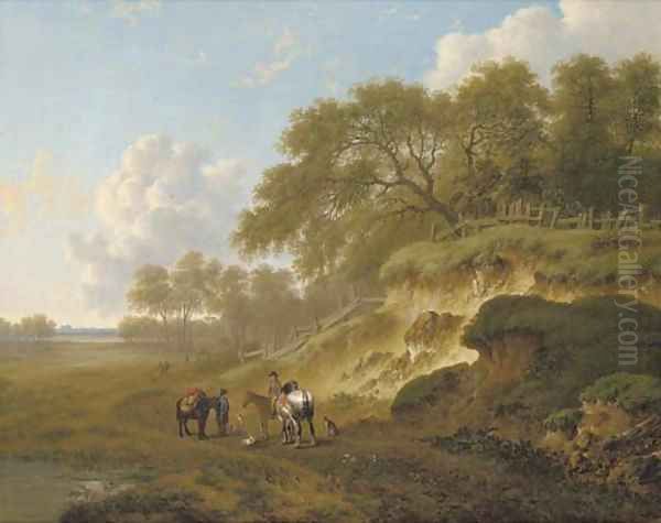 Horsemen resting by an escarpment Oil Painting by Charles Towne