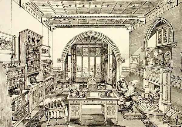 Interior View of a Library, 1876 Oil Painting by Bruce James Talbert