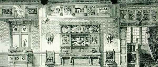 Side Elevation of a Dining Room, from Examples of Ancient and Modern Furniture, 1876 Oil Painting by Bruce James Talbert