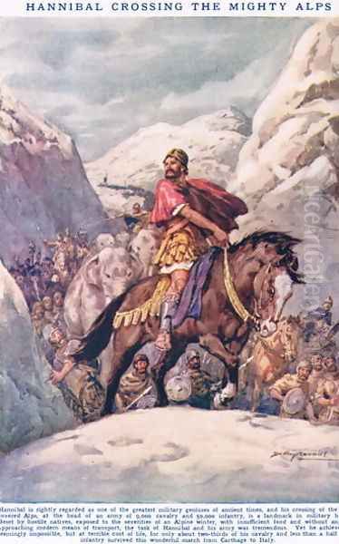 Hannibal Crossing the Mighty Alps, illustration from Newnes Pictorial Book of Knowledge Oil Painting by Dudley C. Tennant