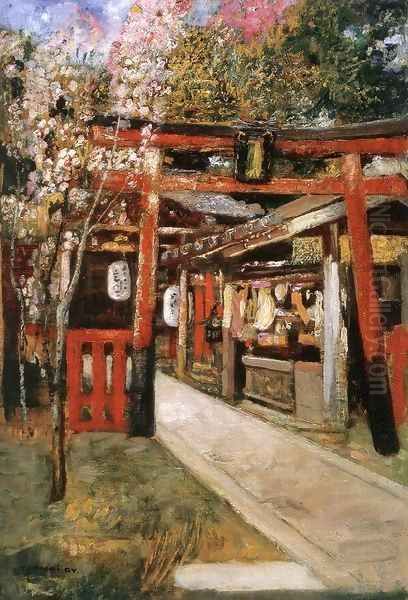 Entrance of a Church in Kyoto Oil Painting by Gyula Tornai