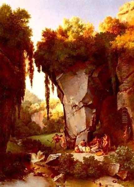 Craggy Landscape With Bacchanal Oil Painting by Pierre Jean Francois Turpin