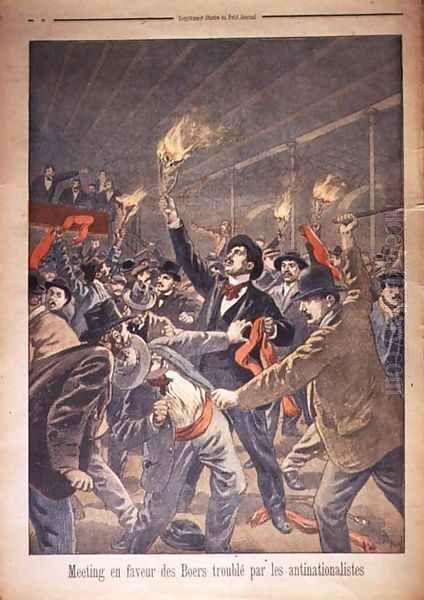 A Meeting in Favour of the Boers Disrupted by Anti-Nationalists, illustration from Le Petit Journal, c.1899 Oil Painting by Oswaldo Tofani