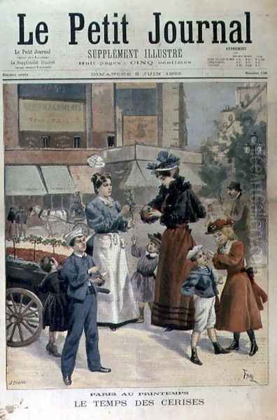 Paris in the Spring Cherry Time, cover of Le Petit Journal, 9 June 1895 Oil Painting by Oswaldo Tofani