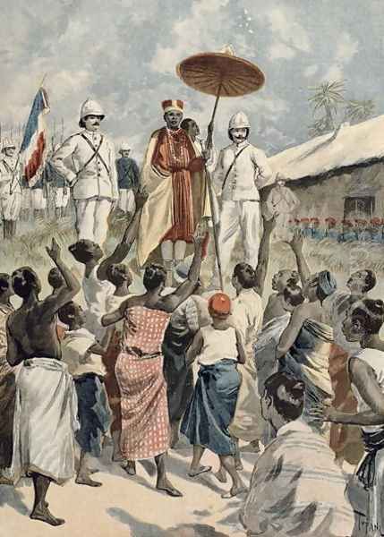 Proclamation of the New King of Dahomey, from Le Petit Journal, 19th February 1894 Oil Painting by Oswaldo Tofani