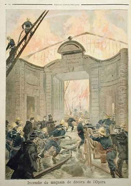 Fire in the Scene Dock of the Opera de Paris, from Le Petit Journal, 22nd January 1894 Oil Painting by Oswaldo Tofani